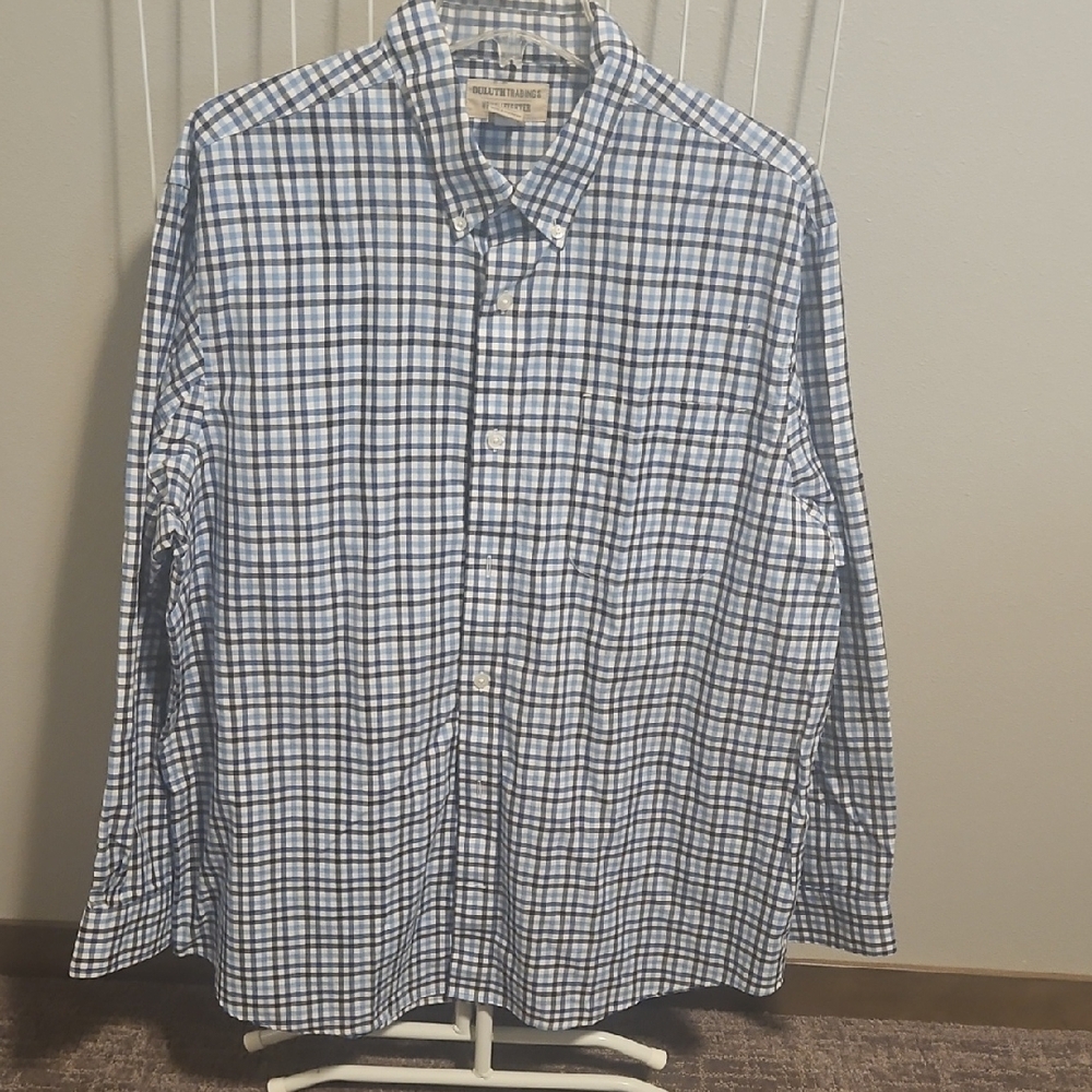 Duluth Trading Co. Blue/ White/Black Checkered Men's Shirt